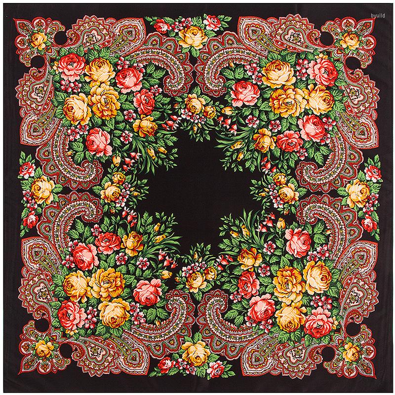 Scarves 100 100cm Russian Floral Silk Scarf Women Luxury Flower Handkerchief Ethnic Shawl Retro Printed Square Bandana
Scarves 100 100cm Russian Floral Silk Scarf Women Luxury Flower Handkerchief Ethnic Shawl Retro Printed Square Bandana