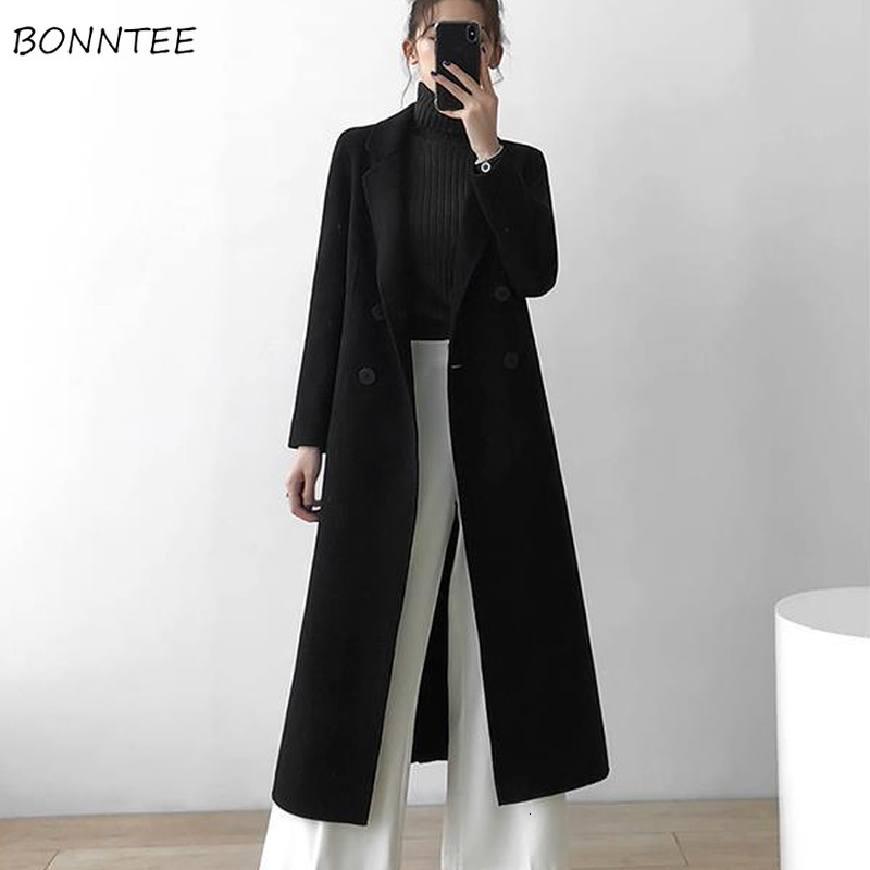 Women' Wool Blends Women Autumn Solid Simple Double Breasted Loose Long Overcoats All-match Casual Korean Style Female Lady Outwear 221114, Black
Women' Wool Blends Women Autumn Solid Simple Double Breasted Loose Long Overcoats All-match Casual Korean Style Female Lady Outwear 221114, Black