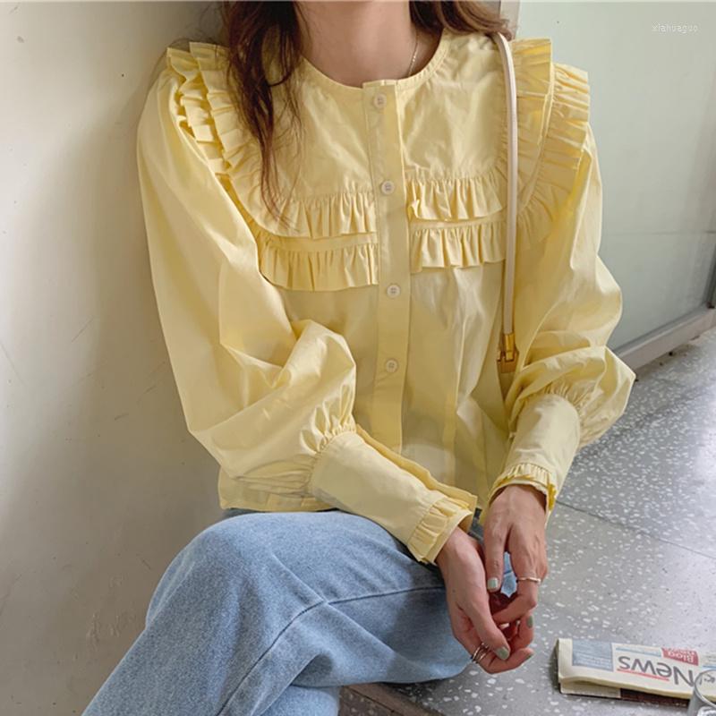 Women' Blouses Korean Fashion Striped Colorblock Button Up Shirt For Women Round Collar Puff Sleeve Loose Female Clothing 2022 X806, Yellow
Women' Blouses Korean Fashion Striped Colorblock Button Up Shirt For Women Round Collar Puff Sleeve Loose Female Clothing 2022 X806, Yellow