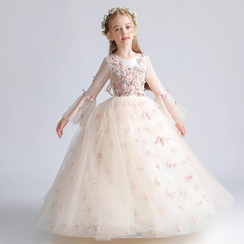 Girl Dresses Flower For Weddings O Neck Full Sleeves Kids Party Communion Gowns Sequined Appliques Beaded Princess Dress, Custom color
Girl Dresses Flower For Weddings O Neck Full Sleeves Kids Party Communion Gowns Sequined Appliques Beaded Princess Dress, Custom color