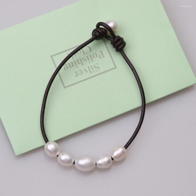 Strand Freshwater Pearls Bracelets High Luster Rice Shaped Leather Bracelet For Women Handmade Real Pearl Jewelry Custom
Strand Freshwater Pearls Bracelets High Luster Rice Shaped Leather Bracelet For Women Handmade Real Pearl Jewelry Custom