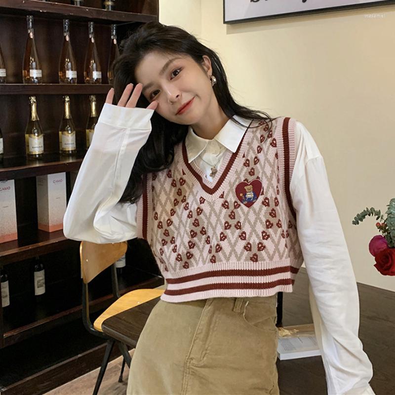 Women's Vests 2022 Spring Korean Chic Sweet Love Heart Bear Swetaer Vest V-neck Loose Sleeveless Knitted Waistcoat All-match Casual Gilet, White only shirts
Women's Vests 2022 Spring Korean Chic Sweet Love Heart Bear Swetaer Vest V-neck Loose Sleeveless Knitted Waistcoat All-match Casual Gilet, White only shirts