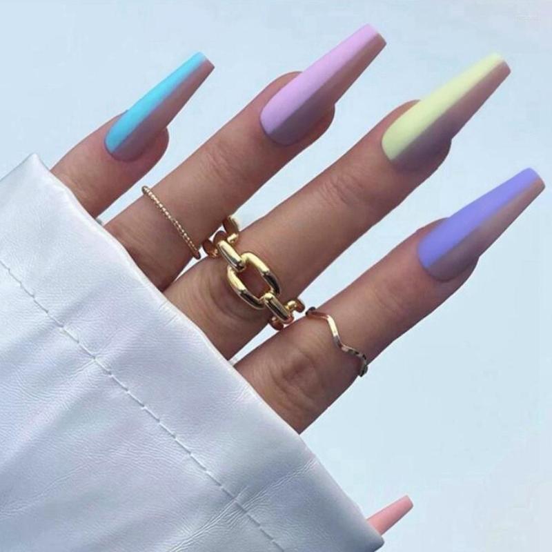 False Nails 24pcs Long Coffin Press On Glossy Rainbow Color Ballerina Fake Set Ongles Nail Supplies For Professionals, Only 1sheet nails
False Nails 24pcs Long Coffin Press On Glossy Rainbow Color Ballerina Fake Set Ongles Nail Supplies For Professionals, Only 1sheet nails