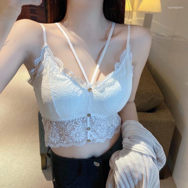 Women's Tanks French Sexy Lace Halter Sling Women's Inner Strap With Chest Pad Korean Fashion Style Hollow Slim Back Short Bottoming, Black
Women's Tanks French Sexy Lace Halter Sling Women's Inner Strap With Chest Pad Korean Fashion Style Hollow Slim Back Short Bottoming, Black