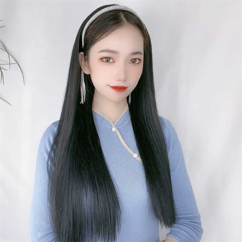 Women's Hair Wigs Lace Synthetic Women's Band Half Removable Black Long Straight Hair Wig Cap, Long straight black hair
Women's Hair Wigs Lace Synthetic Women's Band Half Removable Black Long Straight Hair Wig Cap, Long straight black hair