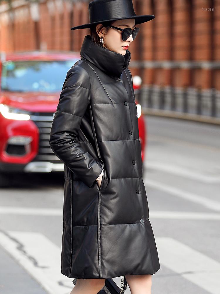 Women' Leather Winter Genuine Down Jacket Women Real Sheepskin Coat White Duck Long Jackets 2022 MFQY9010, Black
Women' Leather Winter Genuine Down Jacket Women Real Sheepskin Coat White Duck Long Jackets 2022 MFQY9010, Black