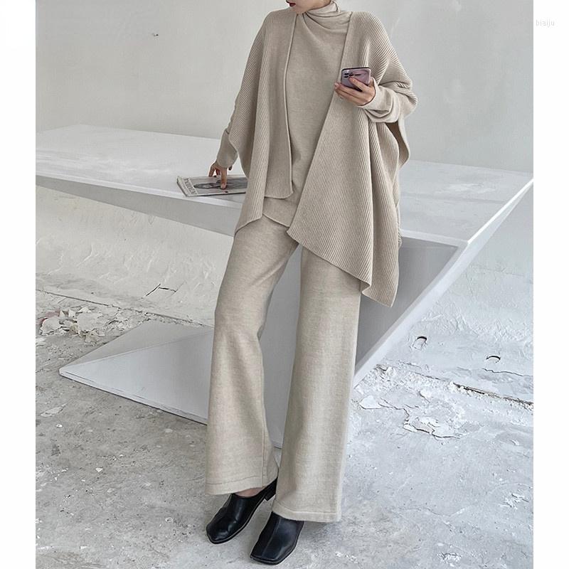 Women's Two Piece Pants Fashion Stylish Ladies 3 Pieces Knitted Set Turtleneck Sweaters & Wraps Wide Leg 2022 Winter Female, Gray
Women's Two Piece Pants Fashion Stylish Ladies 3 Pieces Knitted Set Turtleneck Sweaters & Wraps Wide Leg 2022 Winter Female, Gray