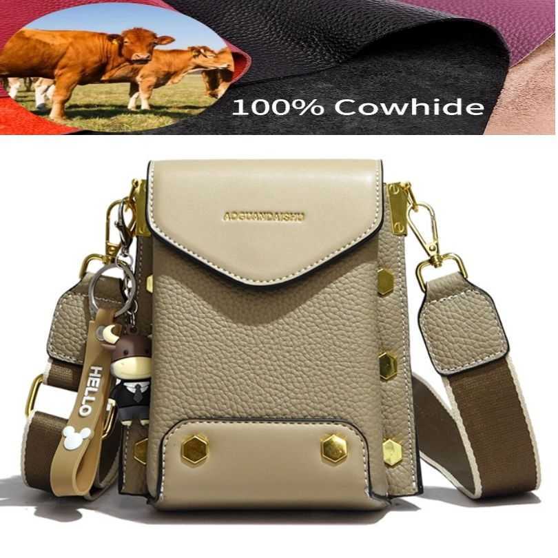 Cross Body 100% Cowhide Women's Wide Strap Shoulder Bag Genuine Leather Messenger Mobile Phone with Pendant Square Ladies Crossbody 221114, Brown
Cross Body 100% Cowhide Women's Wide Strap Shoulder Bag Genuine Leather Messenger Mobile Phone with Pendant Square Ladies Crossbody 221114, Brown