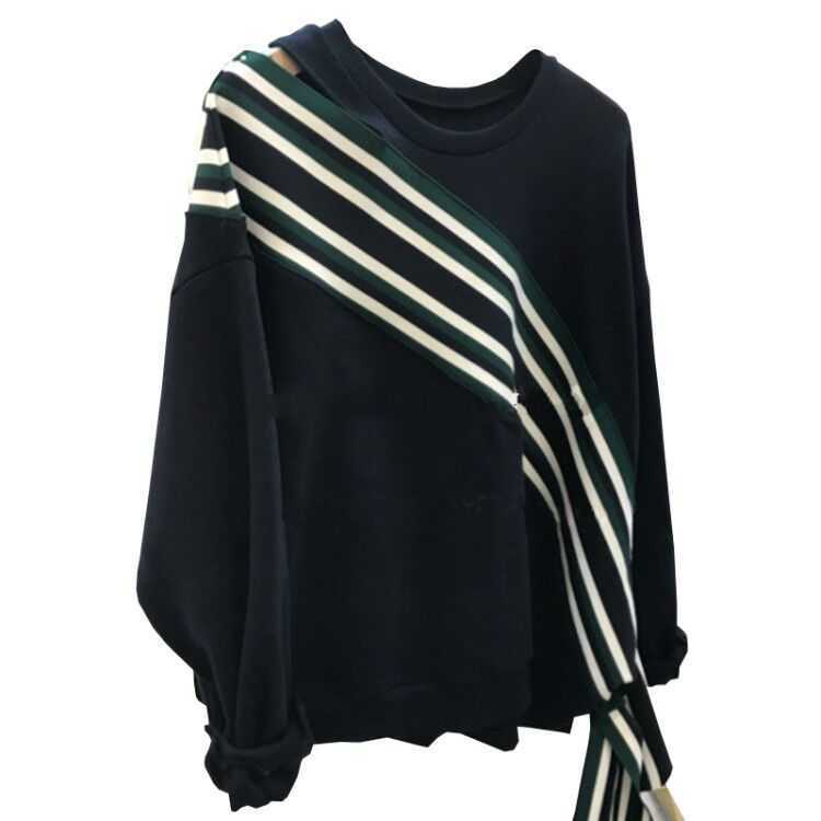 Women' Hoodies Sweatshirts South Korea 2022 Autumn New Hollow Off Shoulder Stripe Splice Pullover, Navy blue
Women' Hoodies Sweatshirts South Korea 2022 Autumn New Hollow Off Shoulder Stripe Splice Pullover, Navy blue