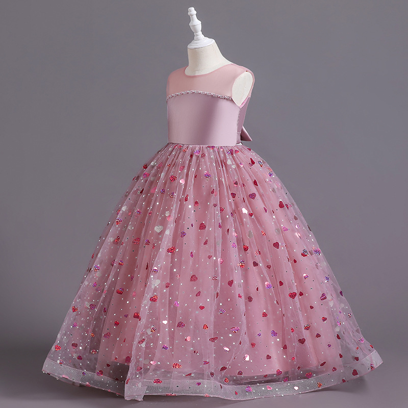 Cute pink Lace Little Kids Flower Girl Dresses Princess Jewel Neck Tulle Applique Puffy Floral Formal Wears Party Communion Pageant Gown