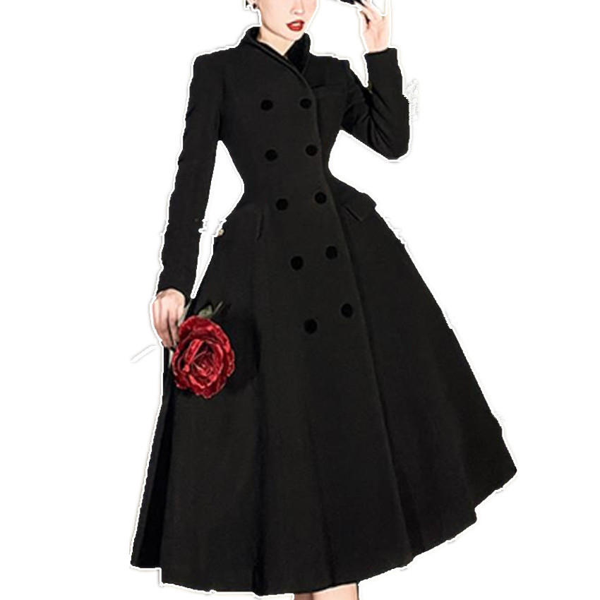 Women's Wool Blends Retro winter velvet skirt style woolen overcoat women high waist big swing double breasted x-long coat 221114, Black
Women's Wool Blends Retro winter velvet skirt style woolen overcoat women high waist big swing double breasted x-long coat 221114, Black