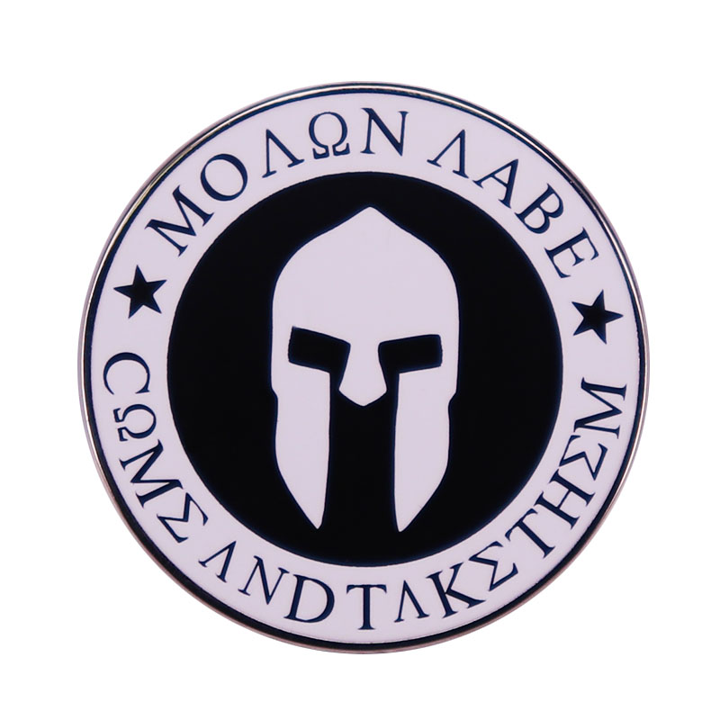 Molon Labe Spartan Helmet Round Enamel Brooch Pins Metal Badges Lapel Pin Brooches Jackets Jeans Fashion Jewelry Accessories, As picture
Molon Labe Spartan Helmet Round Enamel Brooch Pins Metal Badges Lapel Pin Brooches Jackets Jeans Fashion Jewelry Accessories, As picture