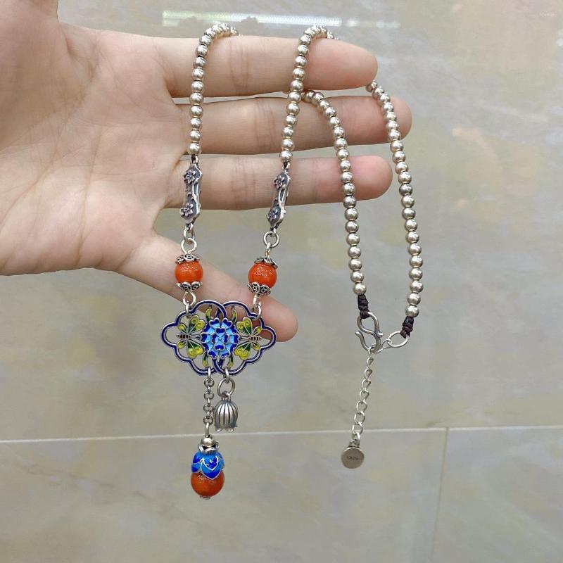 Chains 925 Sterling Silver Enamel Lotus Southern Red Agate Choker Necklaces Retro Ethnic Elegant Beads Necklace For Women XL048
Chains 925 Sterling Silver Enamel Lotus Southern Red Agate Choker Necklaces Retro Ethnic Elegant Beads Necklace For Women XL048