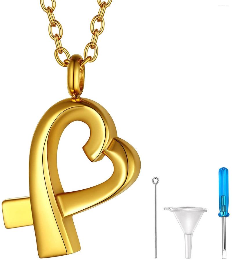 Chains Richsteel Gold Plated Heart Ribbon Cremation Necklace Urn Pendant For Ashes Men Women Stainless Steel With Filling Kit
Chains Richsteel Gold Plated Heart Ribbon Cremation Necklace Urn Pendant For Ashes Men Women Stainless Steel With Filling Kit