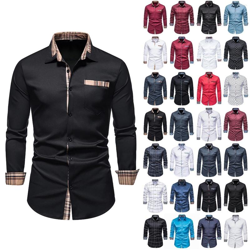 Men' Casual Shirts Men' Autumn And Winter Plaid Stitching Long-sleeved Lapel Shirt, Wine
Men' Casual Shirts Men' Autumn And Winter Plaid Stitching Long-sleeved Lapel Shirt, Wine