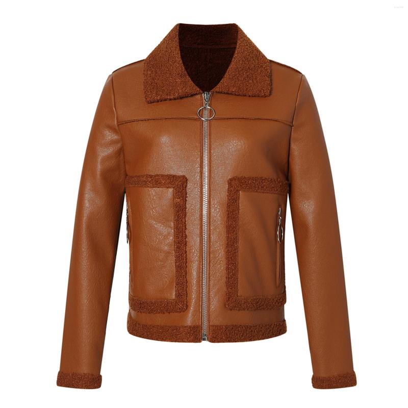 Women's Leather Women's PU Jacket Short Cashmere Fashion Brown Thick Warm Lady Clothes Coat, Black
Women's Leather Women's PU Jacket Short Cashmere Fashion Brown Thick Warm Lady Clothes Coat, Black