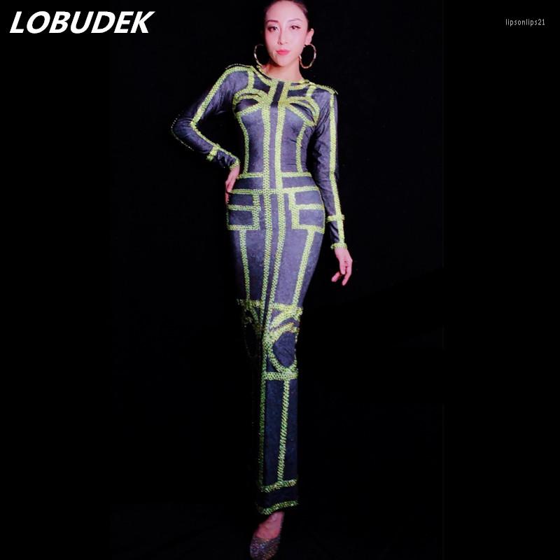 Casual Dresses Autumn Winter Fashion Women Green Crystals Long Dress Prom Party Celebration Singer Star Sexy Stage Outfit Bar Host Show, Only dress
Casual Dresses Autumn Winter Fashion Women Green Crystals Long Dress Prom Party Celebration Singer Star Sexy Stage Outfit Bar Host Show, Only dress