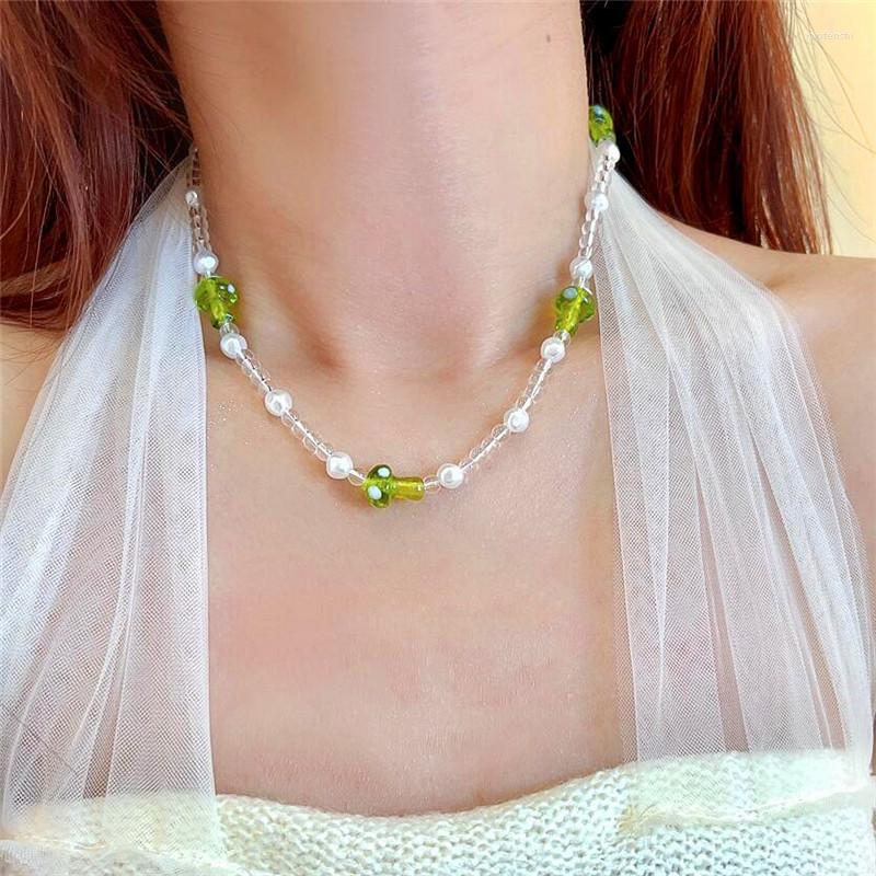 Choker Fashion Transparent Mushroom Crystal Pearl Beaded Necklace For Women 2022 Spring Summer Collares
Choker Fashion Transparent Mushroom Crystal Pearl Beaded Necklace For Women 2022 Spring Summer Collares