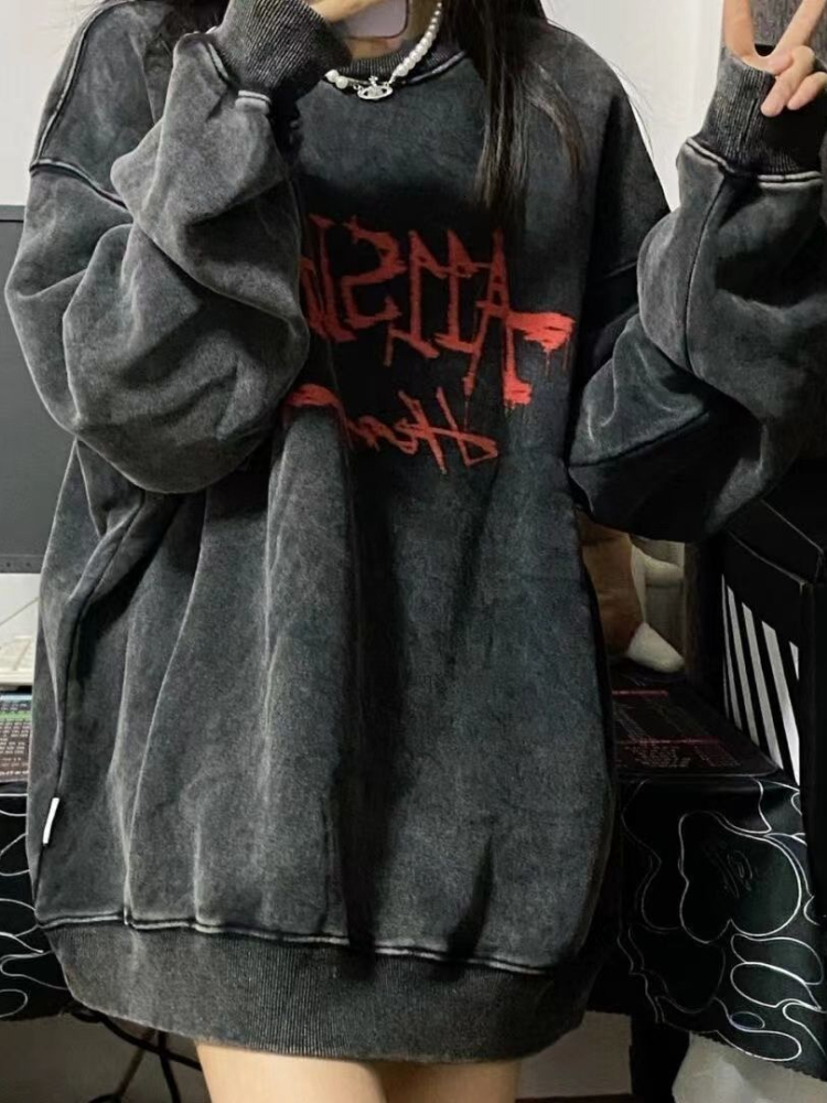 Women's Hoodies Sweatshirts Deeptown Emo Gothic Print Oversized Women Harajuku Vintage Loose Long Sleeve Crewneck Pullovers Female Tops 221114, Gray
Women's Hoodies Sweatshirts Deeptown Emo Gothic Print Oversized Women Harajuku Vintage Loose Long Sleeve Crewneck Pullovers Female Tops 221114, Gray
