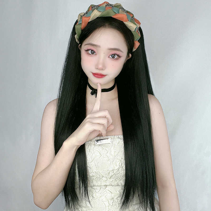 Women's Hair Wigs Lace Synthetic Piece Female Black Straight Invisible Band Wig Fort Girls High Temperature Silk Long Hair Half Cap
Women's Hair Wigs Lace Synthetic Piece Female Black Straight Invisible Band Wig Fort Girls High Temperature Silk Long Hair Half Cap