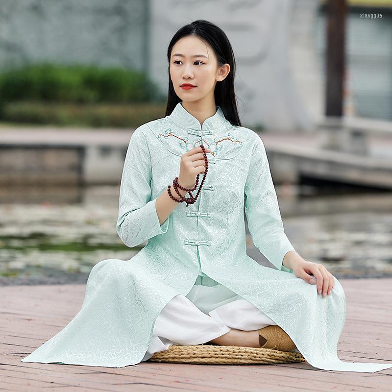 Ethnic Clothing Women Chinese Traditional Tang Suit Robe Pants 2pcs Set Wide Leg Trouser Long Improved Cheongsam Tai Chi Uniform
Ethnic Clothing Women Chinese Traditional Tang Suit Robe Pants 2pcs Set Wide Leg Trouser Long Improved Cheongsam Tai Chi Uniform