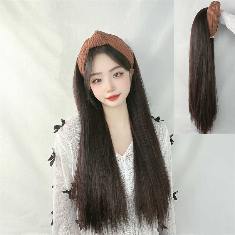 Women's Hair Wigs Lace Synthetic Hoop Wig Women's Straight Half Head Cover Net Red Same Style High Temperature Silk Long Hair Piece, Beige hair band
Women's Hair Wigs Lace Synthetic Hoop Wig Women's Straight Half Head Cover Net Red Same Style High Temperature Silk Long Hair Piece, Beige hair band
