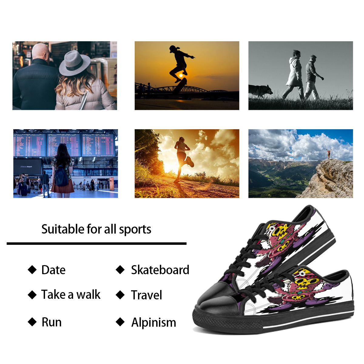 Custom shoes Classic Canvas Low cut Skateboard casual triple black Accept customization UV printing low mens womens sports sneakers Breathable color 99, Notice
Custom shoes Classic Canvas Low cut Skateboard casual triple black Accept customization UV printing low mens womens sports sneakers Breathable color 99, Notice
