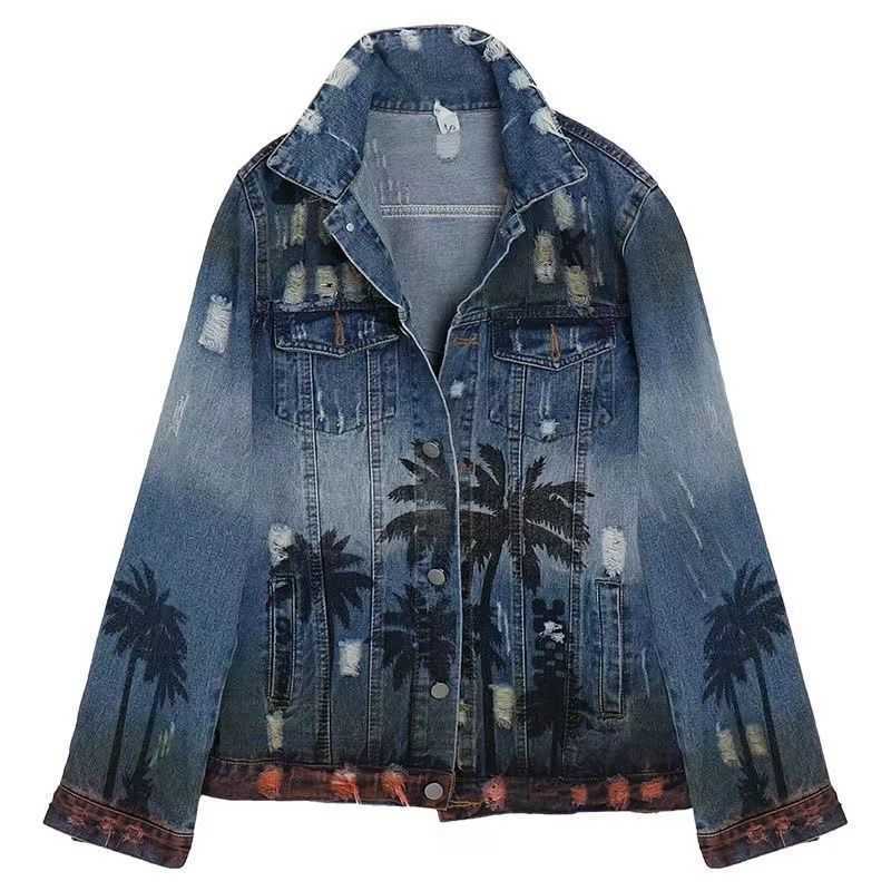 Men Designer Coats Amri Fashion Jackets Brand Coconut Tree Rendering Damaged Denim Jacket Men' Same Catbeard Casual Fit Celebirity Cowboy, Denim coat
Men Designer Coats Amri Fashion Jackets Brand Coconut Tree Rendering Damaged Denim Jacket Men' Same Catbeard Casual Fit Celebirity Cowboy, Denim coat