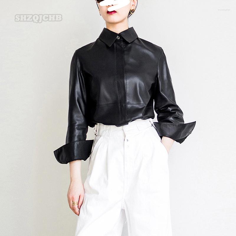 Women's Leather 2022Spring Genuine Women's Lapel Sheepskin Thin Shirt Medium Long Black Coat
Women's Leather 2022Spring Genuine Women's Lapel Sheepskin Thin Shirt Medium Long Black Coat