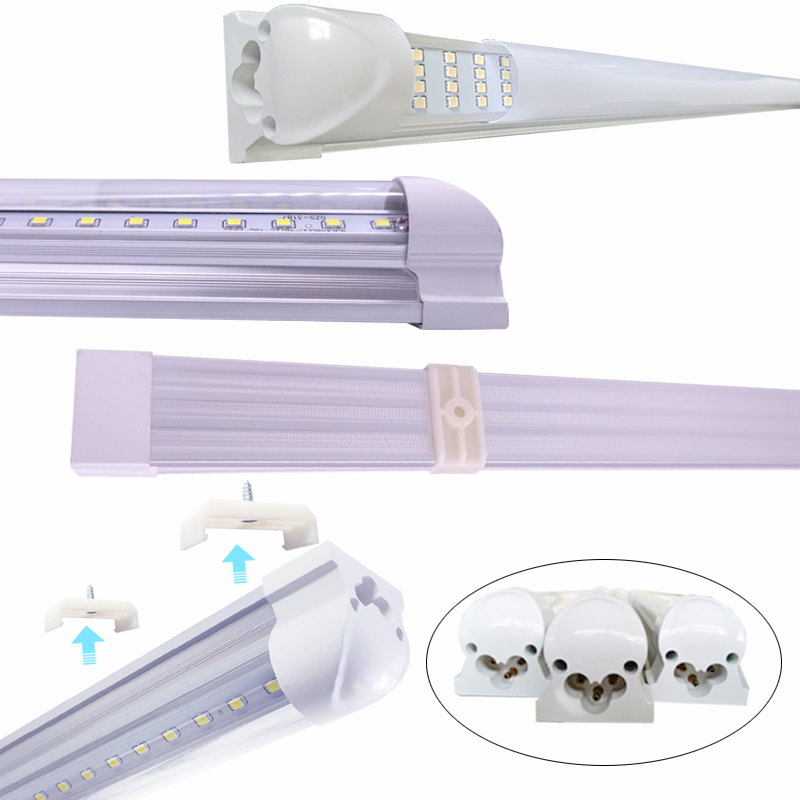8Ft Led Tube Frosted Cover 8 Feet Shop Lights Fixture 96 Inch Cooler Door Freezer Integrated Lamp 4 Row 144W Transparent Clear Covers No RF FM Interfe