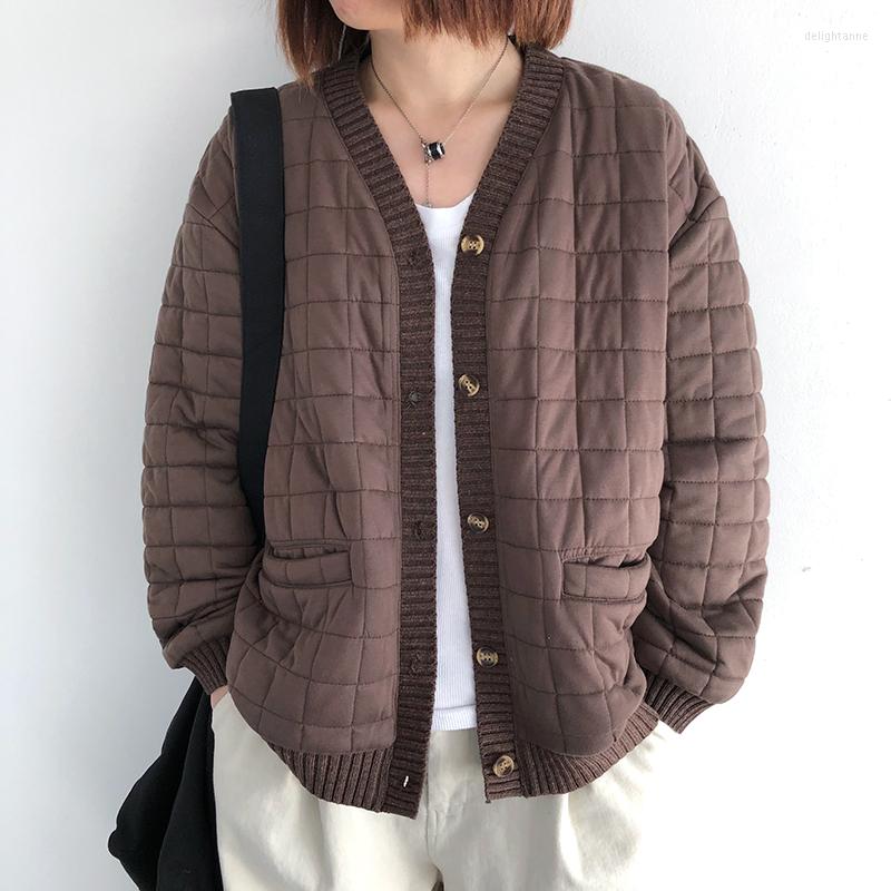 Women's Down Vintage Women Parkas Knitting Cotton-padded Cardigan Winter V-neck Loose Lattice Female Warm Clothing, Black
Women's Down Vintage Women Parkas Knitting Cotton-padded Cardigan Winter V-neck Loose Lattice Female Warm Clothing, Black