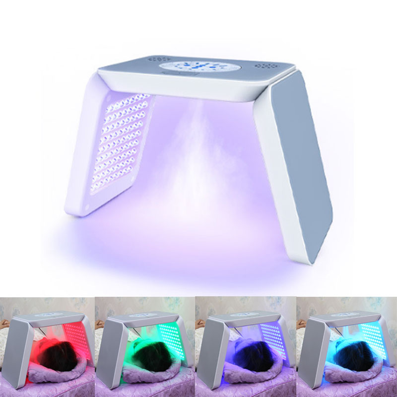 7 Color LED Face Mask for Skin Rejuvenation & Acne Treatment, Red & Blue Light Therapy with Mist Spray, Collagen Boosting & Whitening