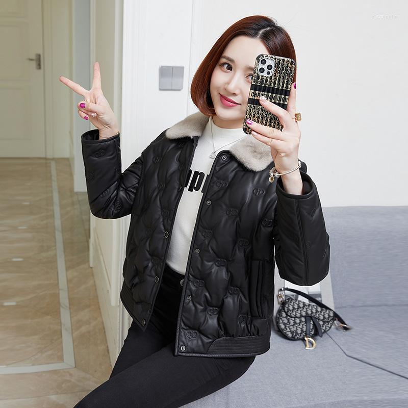 Women's Leather Jacket Short Genuine Sheepskin Puffer Women Clothes Black Collar Thicken Warm Winter Coat
Women's Leather Jacket Short Genuine Sheepskin Puffer Women Clothes Black Collar Thicken Warm Winter Coat