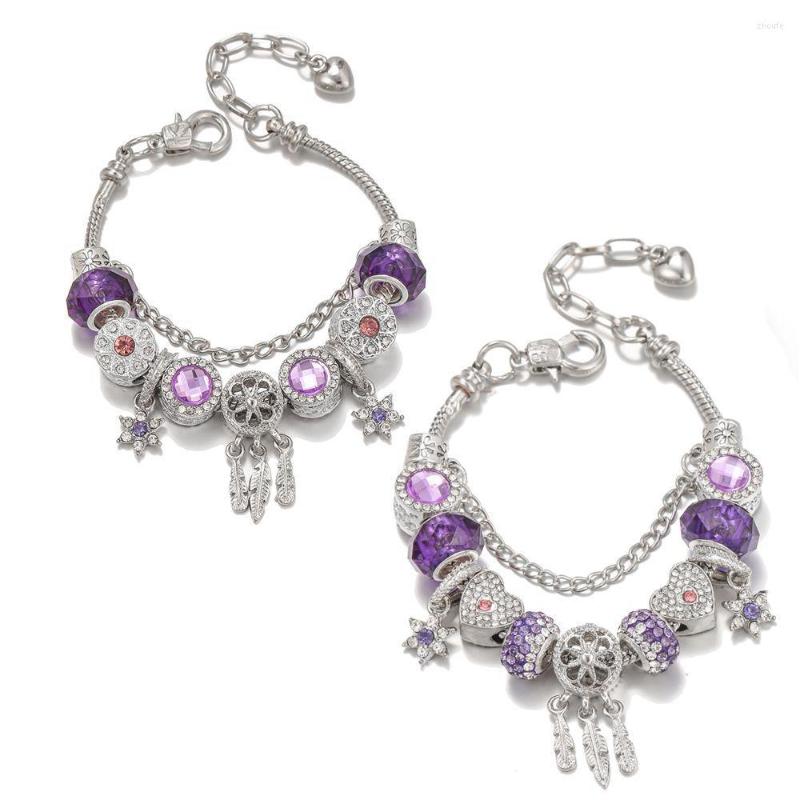 Charm Bracelets Fancy Heart &Star Pendant Silver Fine & Bangles Brand Dreamy Purple Beads Bracelet For Women Jewelry Gift
Charm Bracelets Fancy Heart &Star Pendant Silver Fine & Bangles Brand Dreamy Purple Beads Bracelet For Women Jewelry Gift