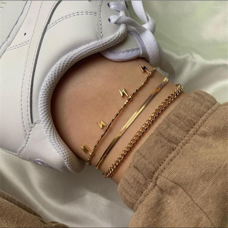 Anklets LUOLER Gold Simple Chain For Women Beach Foot Jewelry Butterfly Crystal Leg Ankle Bracelets Set Accessories