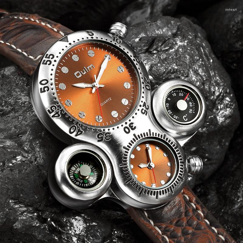 Wristwatches Oulm 1167 Men's Quartz Watches Unique Design Two Time Zone Male Sports Casual Leather Strap Watch Relogio Masculino, Brown
Wristwatches Oulm 1167 Men's Quartz Watches Unique Design Two Time Zone Male Sports Casual Leather Strap Watch Relogio Masculino, Brown