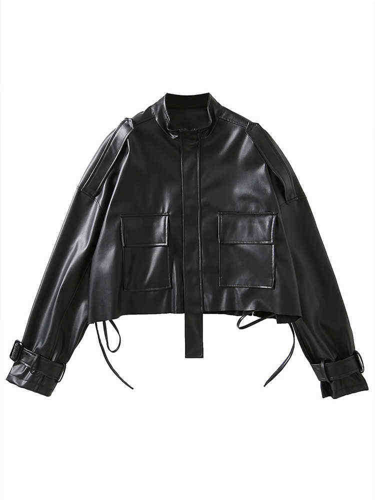 Ftlzz Spring Autumn New Black Faux Soft Leather Short Jacket Fashion Zoom Drawstring Loose Pu Leather Jacket Female Chic Outfit J220727
Ftlzz Spring Autumn New Black Faux Soft Leather Short Jacket Fashion Zoom Drawstring Loose Pu Leather Jacket Female Chic Outfit J220727