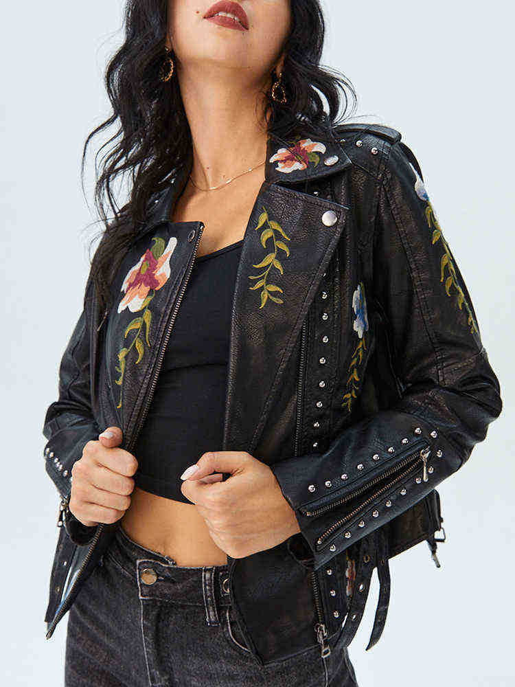 Ftlzz New Autumn Women Retro Floral Embroidery Faux Soft Leather Jacket Collar Pu Moto Biker Black Punk Jacket Outerwear J220727
Ftlzz New Autumn Women Retro Floral Embroidery Faux Soft Leather Jacket Collar Pu Moto Biker Black Punk Jacket Outerwear J220727