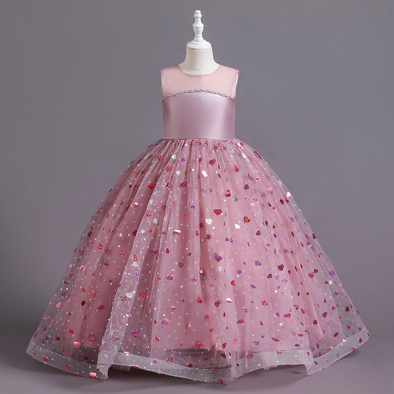Cute pink Lace Little Kids Flower Girl Dresses Princess Jewel Neck Tulle Applique Puffy Floral Formal Wears Party Communion Pageant Gown