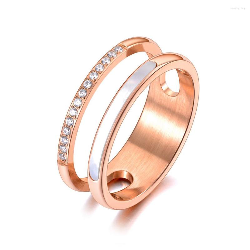 Wedding Rings Titanium Stainless Steel White Shell Ring Trendy Mosaic CZ Crystal Rose Gold Jewelry For Women R20063
Wedding Rings Titanium Stainless Steel White Shell Ring Trendy Mosaic CZ Crystal Rose Gold Jewelry For Women R20063