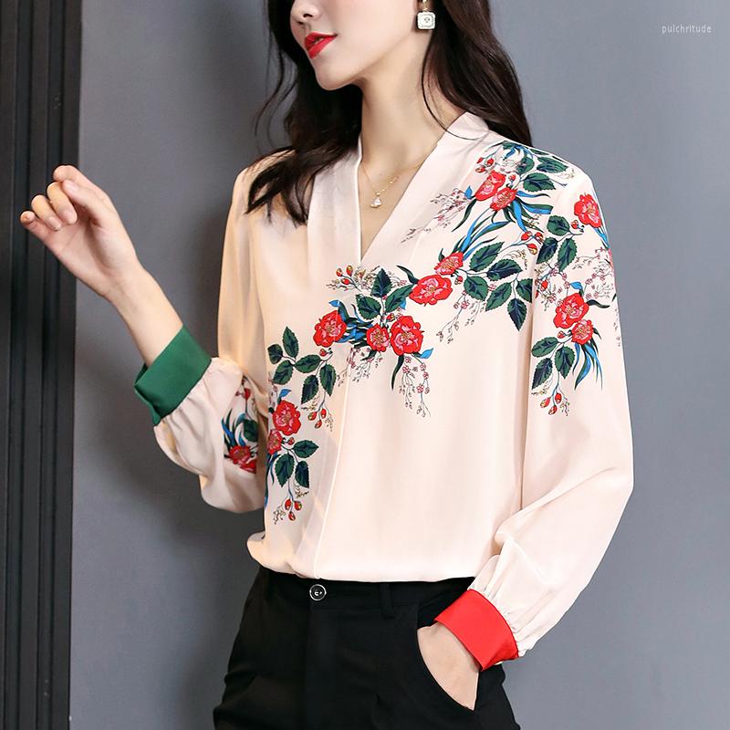 Women' Blouses Spring Summer Women' Shirt Elegant Fashion V-neck Long Sleeve Women Shirts Pure Real Silk Woman Floral Blouse Tops, Picture color
Women' Blouses Spring Summer Women' Shirt Elegant Fashion V-neck Long Sleeve Women Shirts Pure Real Silk Woman Floral Blouse Tops, Picture color