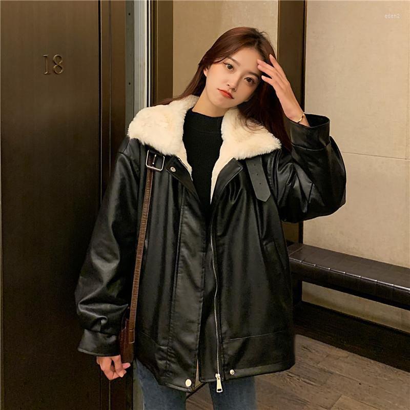 Women's Leather Lamb Jacket Women PU Thicken Coats Winter 2022 Warm Women's Coat Korean Heavy Jackets, Black
Women's Leather Lamb Jacket Women PU Thicken Coats Winter 2022 Warm Women's Coat Korean Heavy Jackets, Black
