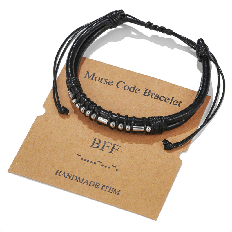 Never Give Up Morse Code Charm Bracelets Braided Couple Bracelet for Lovers Gift