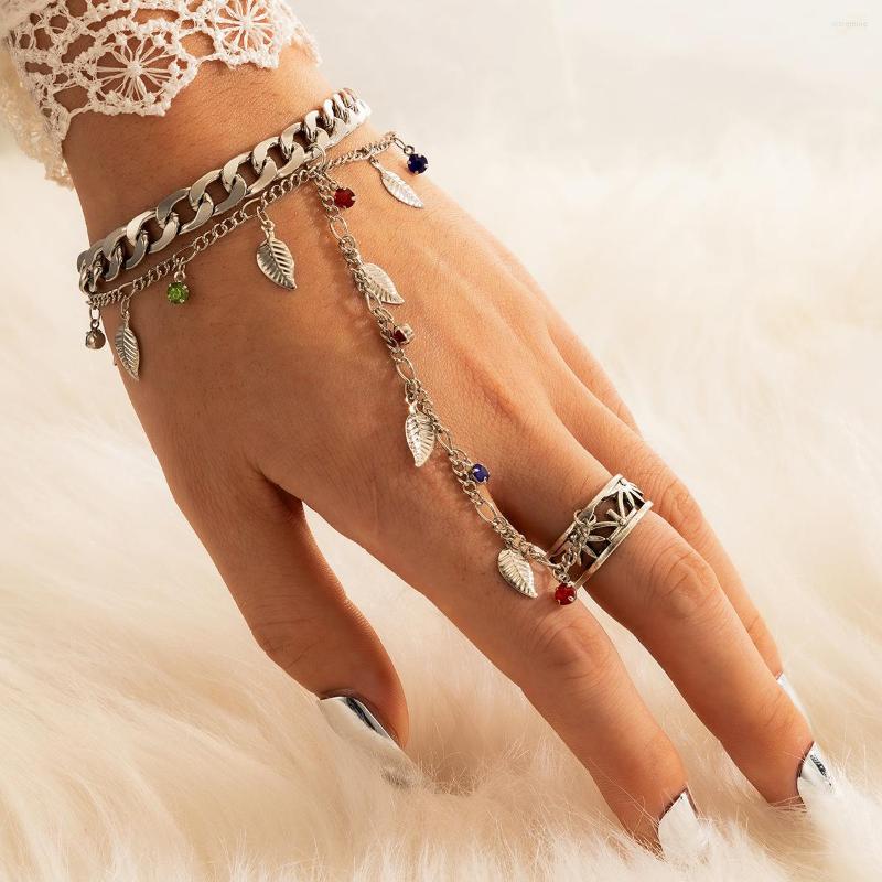 Link Bracelets Punk Hip Hop Leaf Bracelet Bohemian Retro Multilayer Chain Geometric Rhinestone Hand Charm Fashion Female Jewelry
Link Bracelets Punk Hip Hop Leaf Bracelet Bohemian Retro Multilayer Chain Geometric Rhinestone Hand Charm Fashion Female Jewelry