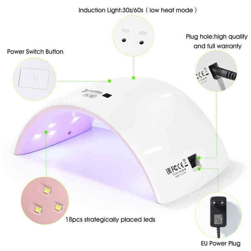 Nxy Beautilux Nail Dryer Led Lamp Uv for Curing All Gel Polish with Motion Sensing Manicure Pedicure Salon Tool 220624