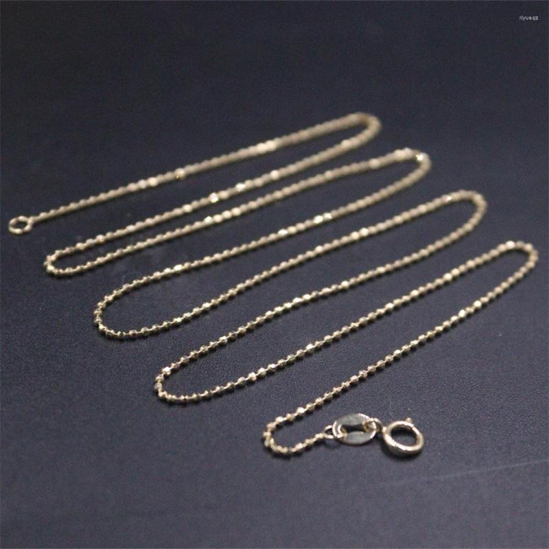 

Chains Pure Au750 18K Yellow Gold Chain Women 1mm Lucky Beads Link Necklace 1.6-1.8g