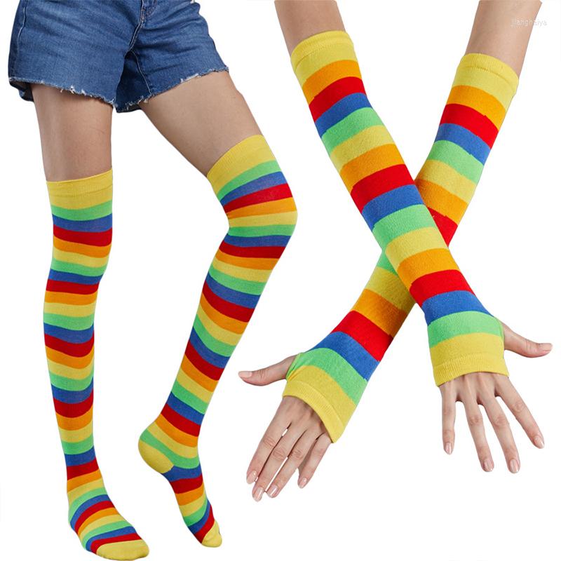 Knee Pads High Socks Set Women Warm Rainbow Long Gloves Striped Arm Sleeve Christmas Gift Cosplay, Red
Knee Pads High Socks Set Women Warm Rainbow Long Gloves Striped Arm Sleeve Christmas Gift Cosplay, Red