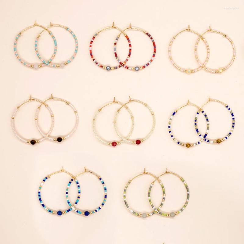Hoop Earrings Bohemia Women's Crystal For Women Fashion Jewelry Boho Beaded Gold Color Stainless Steel Hook
Hoop Earrings Bohemia Women's Crystal For Women Fashion Jewelry Boho Beaded Gold Color Stainless Steel Hook