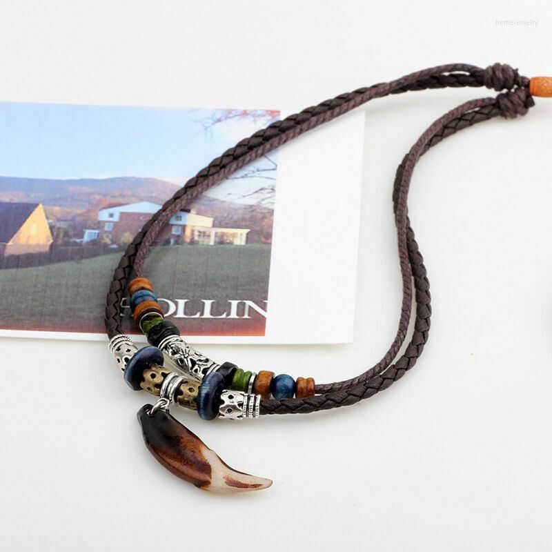 Pendant Necklaces Men's Vintage Wolf Tooth Beaded Multilayer Leather Rope Necklace Jewelry
Pendant Necklaces Men's Vintage Wolf Tooth Beaded Multilayer Leather Rope Necklace Jewelry