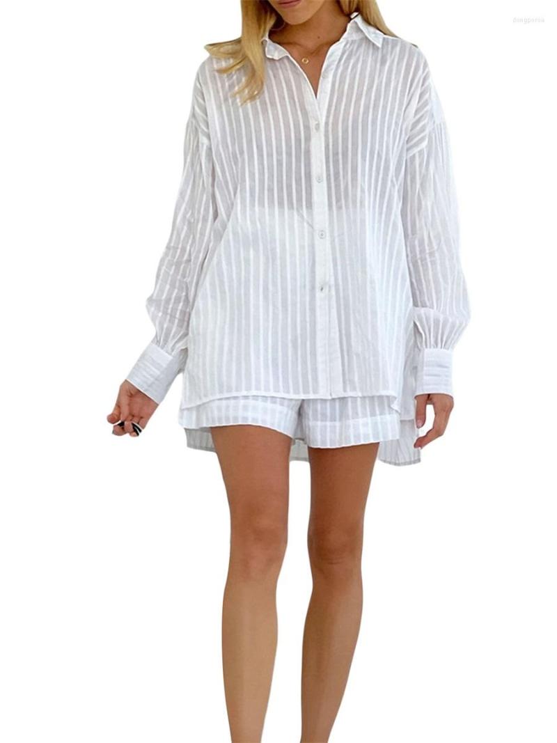 Women' Tracksuits Short Sets Women 2 Piece Outfits Casual Stripe Print Long Sleeve Shirts And High Waist Shorts Loose Y2K Loungewear, Purple
Women' Tracksuits Short Sets Women 2 Piece Outfits Casual Stripe Print Long Sleeve Shirts And High Waist Shorts Loose Y2K Loungewear, Purple